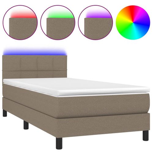 Vidaxl Sommier Tapissier Avec Matelas Et Led Taupe 80x200cm Tissu
