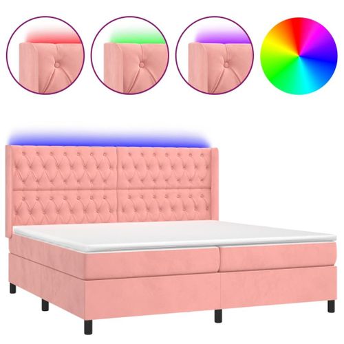 Vidaxl Sommier Tapissier Avec Matelas Et Led Rose 200x200 Cm Velours