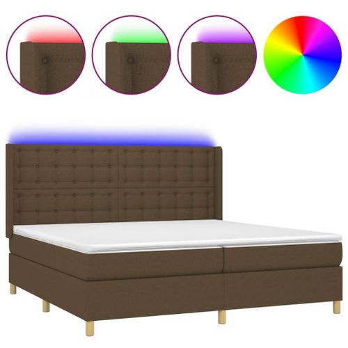 Vidaxl Sommier Tapissier Matelas Et Led Marron Foncé 200x200 Cm Tissu