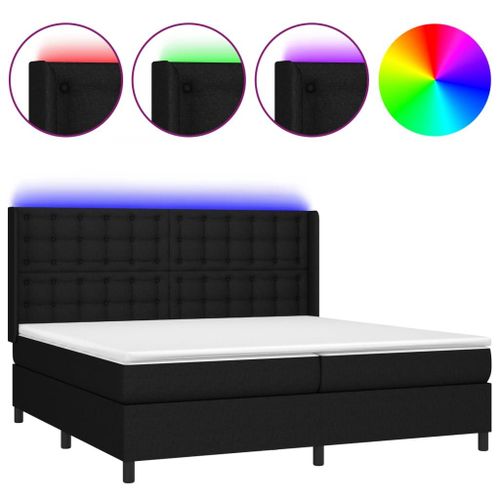 Vidaxl Sommier Tapissier Et Matelas Et Led Noir 200x200 Cm Tissu