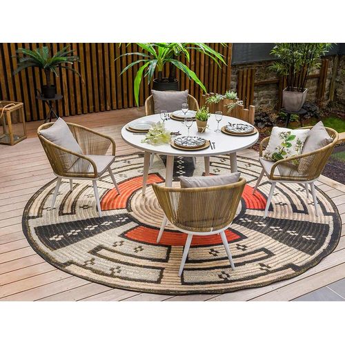 Ensemble De Table À Manger En Alum Blanc Capri Et 4 Chaises De Jardin Comores - Jardiline