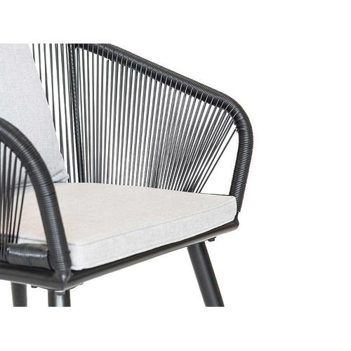 Lot De 4 Fauteuil De Jardin En Résine Tressée Structure En Alu Noir + Coussin Gris Comores - Jardiline