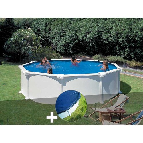 Kit piscine acier blanc Gré Atlantis ronde 3,70 x 1,32 m + Bâche hiver