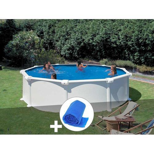 Kit piscine acier blanc Gré Atlantis ronde 3,70 x 1,32 m + Bâche à bulles