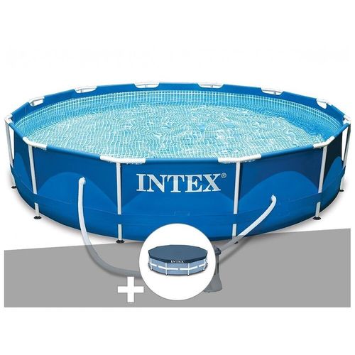 Kit piscine tubulaire Intex Metal Frame ronde 3,66 x 0,76 m + Bâche de protection