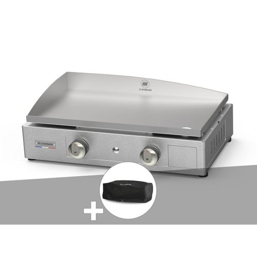 La Plancha Inox 260 gaz avec housse de protection - LE MARQUIER