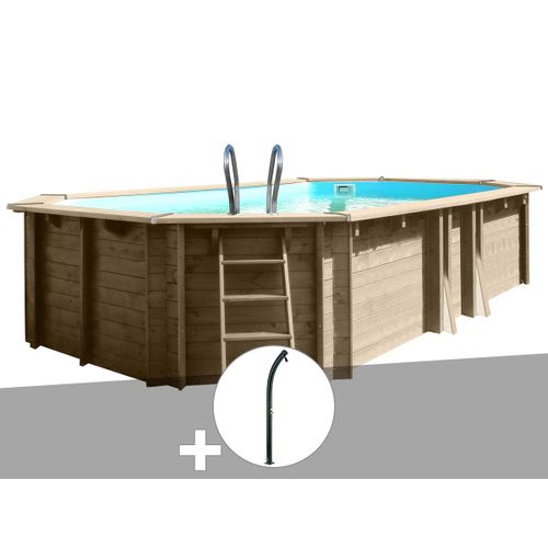 Kit piscine bois Gré Safran 6,20 x 3,95 x 1,36 m + Douche