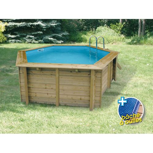 Piscine bois Azura 4,10 x 1,20 m + Kit margelles - Ubbink
