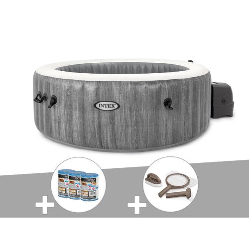 Kit spa gonflable Intex PureSpa Baltik rond Bulles 4 places + 6 filtres + Kit d'entretien