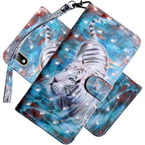 Pour Xiaomi Redmi 9a Coque Flip,Redmi 9a Cover Cute 3d Peint Cuir Pu Fermoir Porte-Cartes Pour Redmi 9a White Tiger Bx.