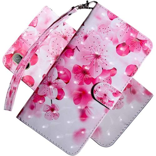 Pour Xiaomi Redmi 9a Coque Flip,Redmi 9a Cover Cute 3d Peint Cuir Pu Fermoir Porte-Cartes Pour Redmi 9a Pink Peach Flower Bx.