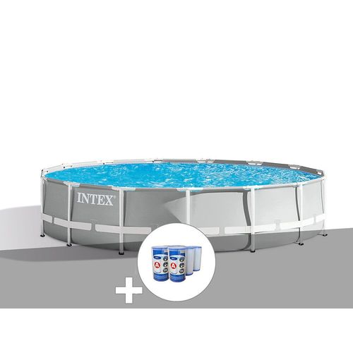 Kit piscine tubulaire Intex Prism Frame ronde 4,57 x 1,07 m + 6 cartouches de filtration