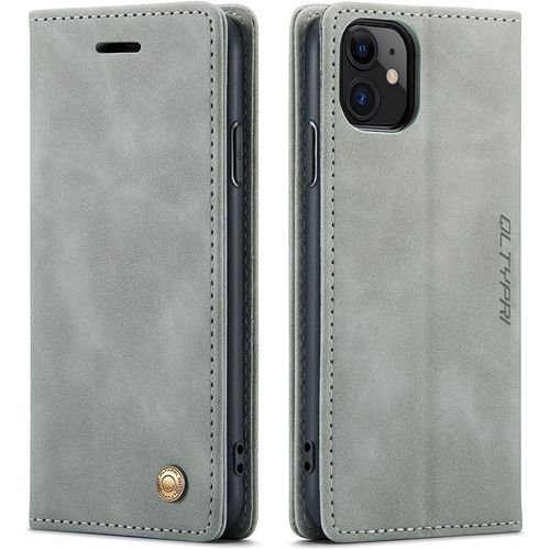 Coque Pour Iphone 11 Pro Max, Fentes Cartes Cuir Pu Vintage Iphone 11 Pro Max - Gris