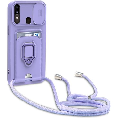 Cordon De Coque Compatible Avec Samsung Galaxy A30 / A20, Collier Pour Etui Colliers De Cellulaire, Silicone Cover Protection De La Camera Etui Lanyard Case-Pourpre