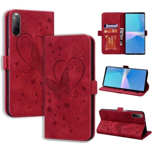 Coque Sony Xperia 10 Iii 5g, Flip Case En Protecion Pour Sony Xperia 10 Iii, Rouge