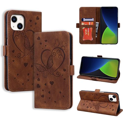 Coque Iphone 14 Flip Case En Protecion Pour Iphone 14 2022 (6,1""), Brun