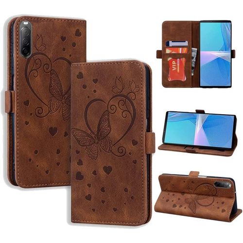 Coque Sony Xperia 10 Iii 5g, Flip Case En Protecion Pour Sony Xperia 10 Iii, Brun