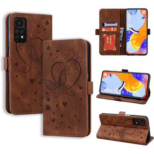 Coque Xiaomi Redmi Note 11 Pro/Note 11 Pro 5g Flip Case En Protecion Pour Redmi Note 11 Pro/11 Pro 5g (6,67''), Brun