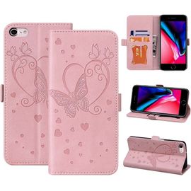 Coque Iphone Se 2022 5g, Coque Iphone Se 2020, Coque Iphone 8, Iphone 7, Flip Case Pour Iphone 7/8/Se 2/Se 3, Rose