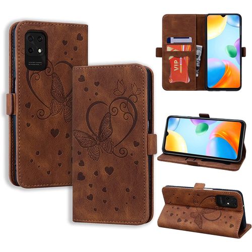 Coque Xiaomi Redmi 10c, Redmi 10c Flip Case En Protecion Pour Xiaomi Redmi 10c, Brun