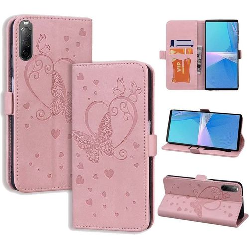 Coque Sony Xperia 10 Iii 5g, Flip Case En Protecion Pour Sony Xperia 10 Iii, Rose