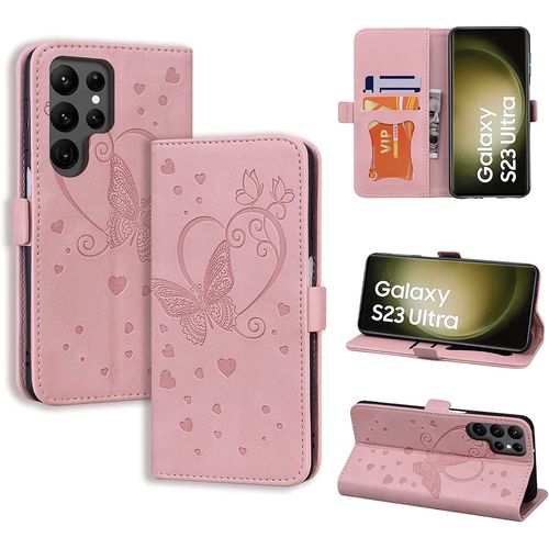 Coque Samsung Galaxy S23 Ultra Samsung S23 Ultra 5g Flip Case En Protecion Pour Samsung Galaxy S23 Ultra 5g, Rose