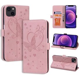 Coque Pour Iphone 13 Mini 5,4 Pouces, De Iphone 13 Mini, Flip Case En Protecion Pour Iphone 13 Mini, Rose