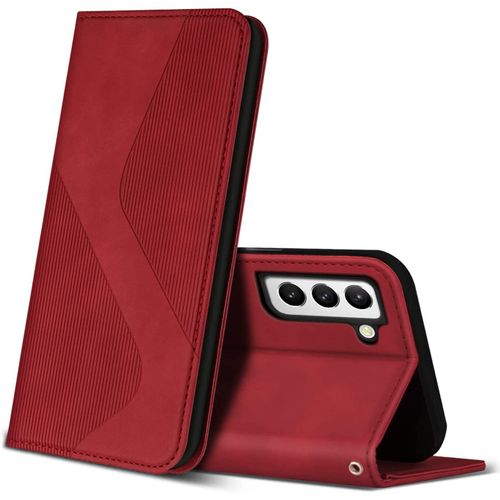 Coque Pour Samsung Galaxy S21 5g, Premium De [Emplacements Cartes] [Magnetique], Clapet Folio Pour Samsung Galaxy S21 5g (Rouge)