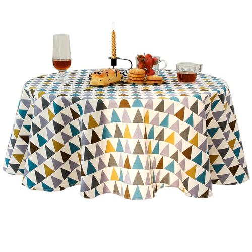 Ronde 100 Cm En Coton Et Lin Tissu Nappe En Sergé Simple Style Nordique Frais Durable Réutilisable Infroissable Décoration Pour Cuisine Salle À Manger Table (Coloré, Diamètre 100cm)