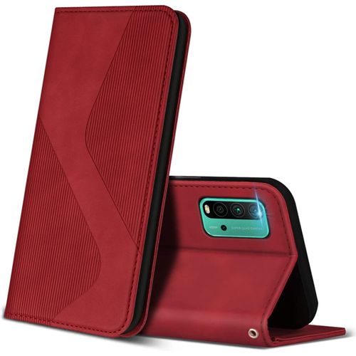 Coque Pour Xiaomi Redmi 9t, Premium De [Emplacements Cartes] [Magnetique], Clapet Folio Pour Xiaomi Redmi 9t (Rouge)