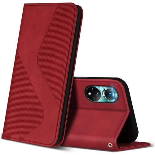 Coque Pour Huawei Honor 50 5g, Premium De [Emplacements Cartes] [Magnetique], Clapet Folio Pour Huawei Honor 50 5g (Rouge)