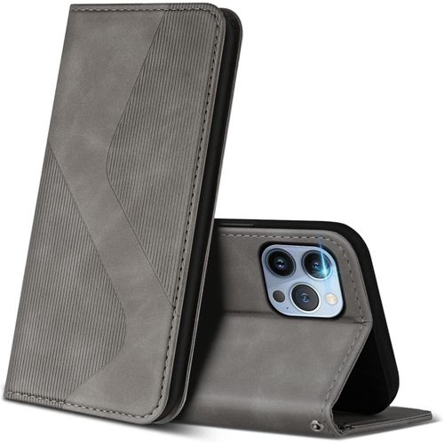 Coque Pour Iphone 13 Pro Max, Premium De [Emplacements Cartes] [Magnetique], Clapet Folio Pour Iphone 13 Pro Max (Gris)