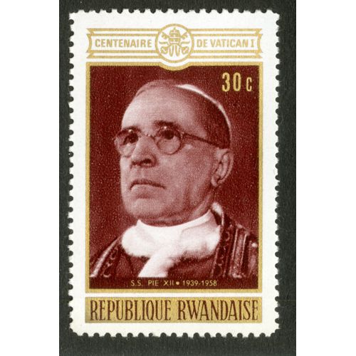 Timbre Non Oblitéré République Rwandaise, S.S.Pie Xii, 1939-1958, 30 C, Centenaire De Vatican I