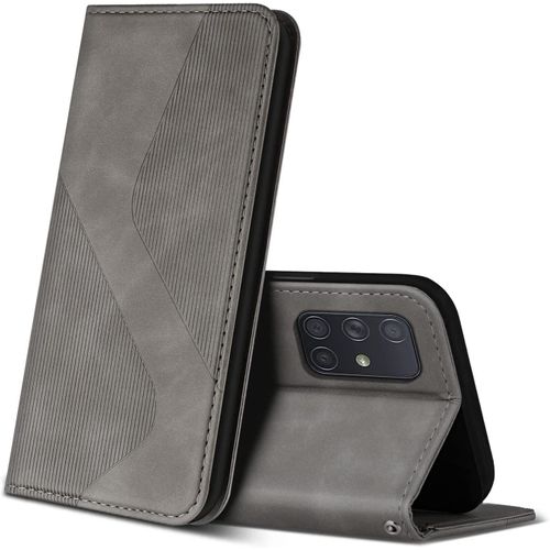 Coque Pour Samsung Galaxy A71, Premium De [Emplacements Cartes] [Magnetique], Clapet Folio Pour Samsung Galaxy A71 (Gris)