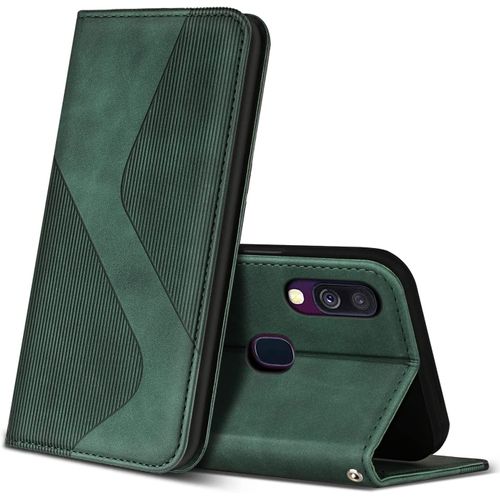 Coque Pour Samsung Galaxy A40, Premium De [Emplacements Cartes] [Magnetique], Clapet Folio Pour Samsung Galaxy A40 (Vert)