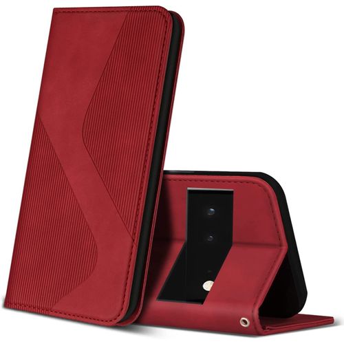 Coque Pour Google Pixel 6 Pro, Premium De [Emplacements Cartes] [Magnetique], Clapet Folio Pour Google Pixel 6 Pro (Rouge)