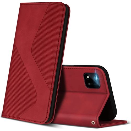 Coque Pour Realme C11 2021, Premium De [Emplacements Cartes] [Magnetique], Clapet Folio Pour Realme C11 2021 (Rouge)