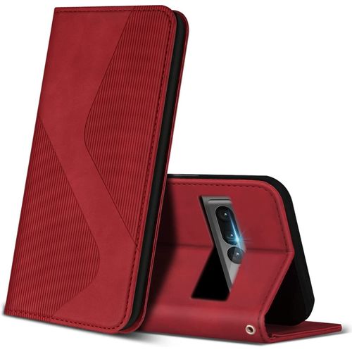 Coque Pour Google Pixel 7 Pro, Premium De [Emplacements Cartes] [Magnetique], Clapet Folio Pour Google Pixel 7 Pro (Rouge)