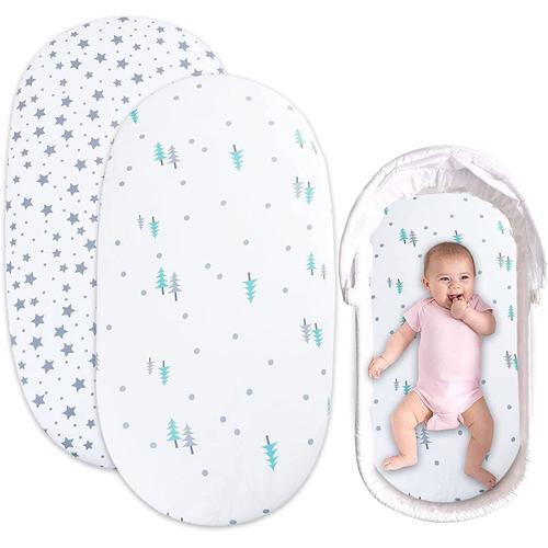 Drap Housse Poussette Couffin, 2 Pièces 82 * 41 * 8cm Drap Housse Bébé, Drap Housse Protège-Matelas Bébé, Poussette Matelas Premium, Pour Couffin Et Poussette (C)