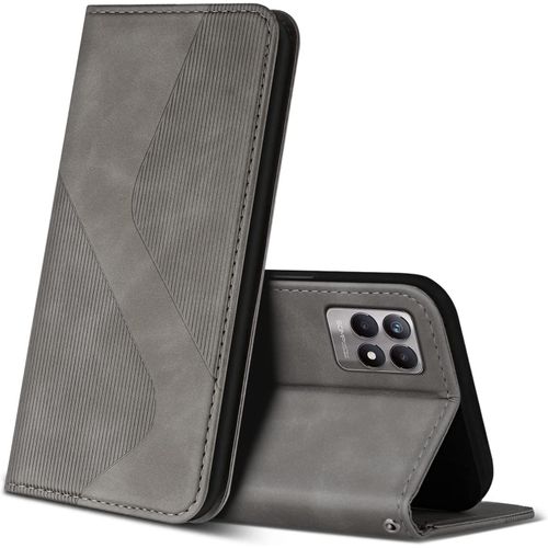 Coque Pour Realme 8i, Premium De [Emplacements Cartes] [Magnetique], Clapet Folio Pour Realme 8i (Gris)