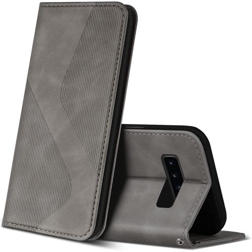 Coque Pour Samsung Galaxy S10, Premium De [Emplacements Cartes] [Magnetique], Clapet Folio Pour Samsung Galaxy S10 (Gris)