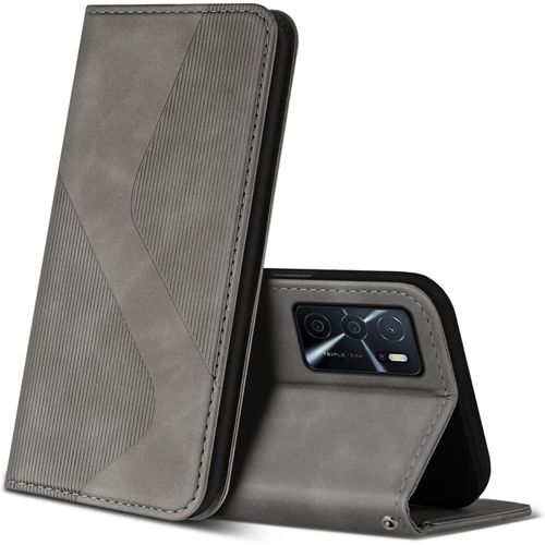 Coque Pour Oppo A16 / A16s / A54s, Premium De [Emplacements Cartes] [Magnetique], Clapet Folio Pour Oppo A16 / A16s / A54s (Gris)