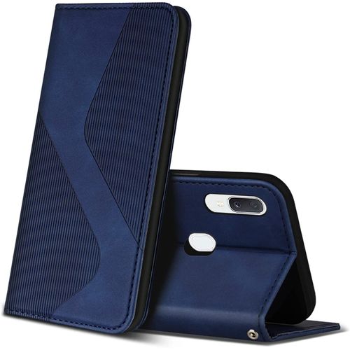 Coque Pour Samsung Galaxy A20e, Premium De [Emplacements Cartes] [Magnetique], Clapet Folio Pour Samsung Galaxy A20e (Bleu)