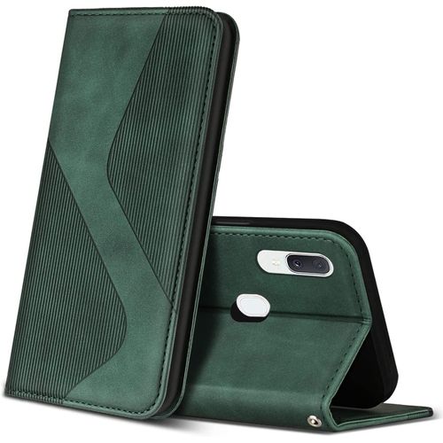 Coque Pour Samsung Galaxy A20e, Premium De [Emplacements Cartes] [Magnetique], Clapet Folio Pour Samsung Galaxy A20e (Vert)
