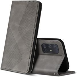 Coque Pour Samsung Galaxy A71, Premium De [Emplacements Cartes] [Magnetique], Clapet Folio Pour Samsung Galaxy A71 (Gris)