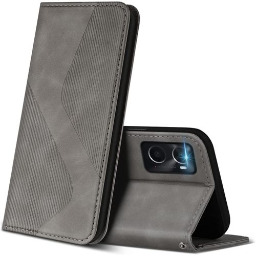 Coque Pour Oppo A96 4g / Oppo A76 4g, Premium De [Emplacements Cartes] [Magnetique], Clapet Folio Pour Oppo A96 4g / Oppo A76 4g (Gris)