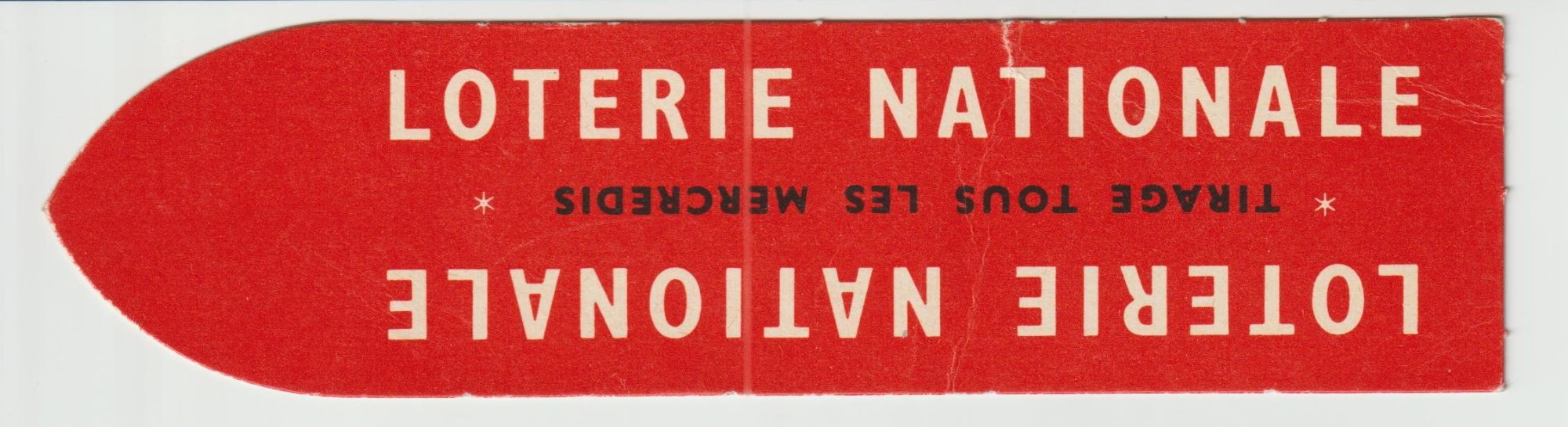 Un Marque Page Ancien Loterie Nationale Tirage Tous Les Mercredis