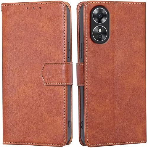 Coque Pour Oppo A17 6.56"", Coque Premium Pu - Marron