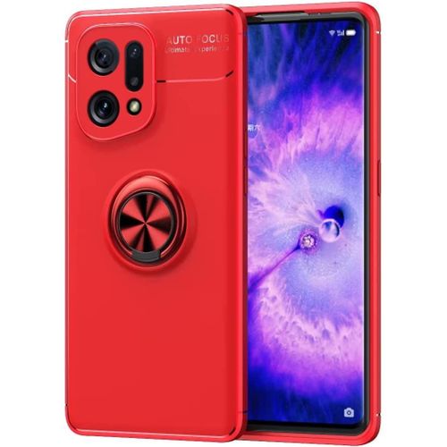 Coque De Pour Oppo Find X5 6.55"", Support De Bague Support De Voiture - Rouge