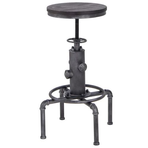 Tabouret De Bar Costway Hauteur Réglable 59,5-75cm Style Industriel Avec Repose-Pied Et Siège Rotable À 360°Charge Max 150 Kg